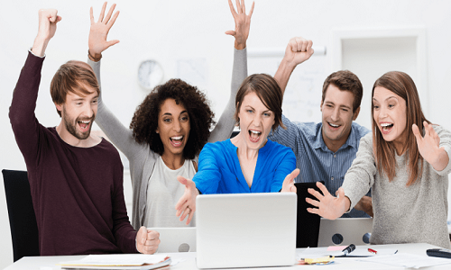 Festeggia il momento del successo