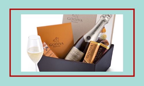 6. Godiva elegante cesto regalo con champagne 