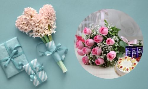 3. Rose rosa con torta