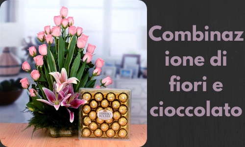 Combinazione di fiori e cioccolato