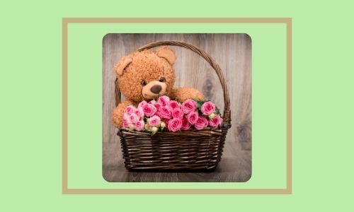 3. Rose e cesto di peluche