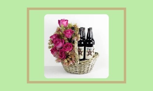 8. Cesto regalo di birra floreale