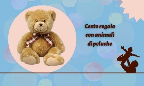 Cesto regalo con animali di peluche