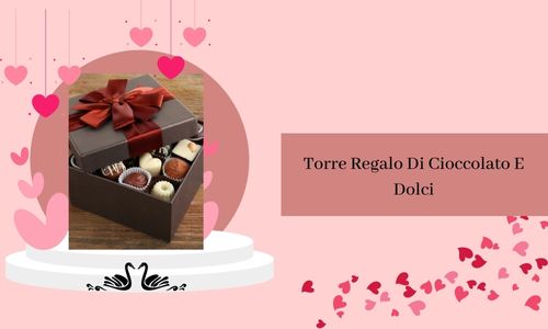 Torre regalo di cioccolato e dolci